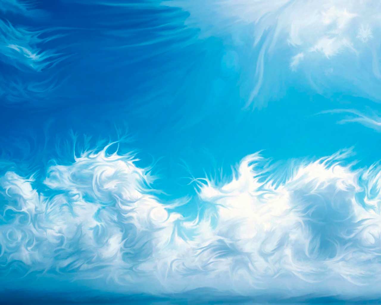 Фотообои в интерьере перьевидные облака  9-329 фото