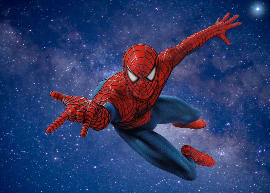 Фотообои в интерьере человек паук в ночном небе  12-626 фото