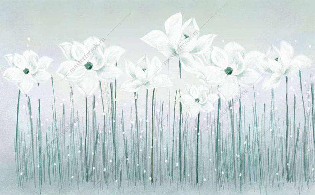 Фотообои в интерьере цветочное поле  15-924 фото