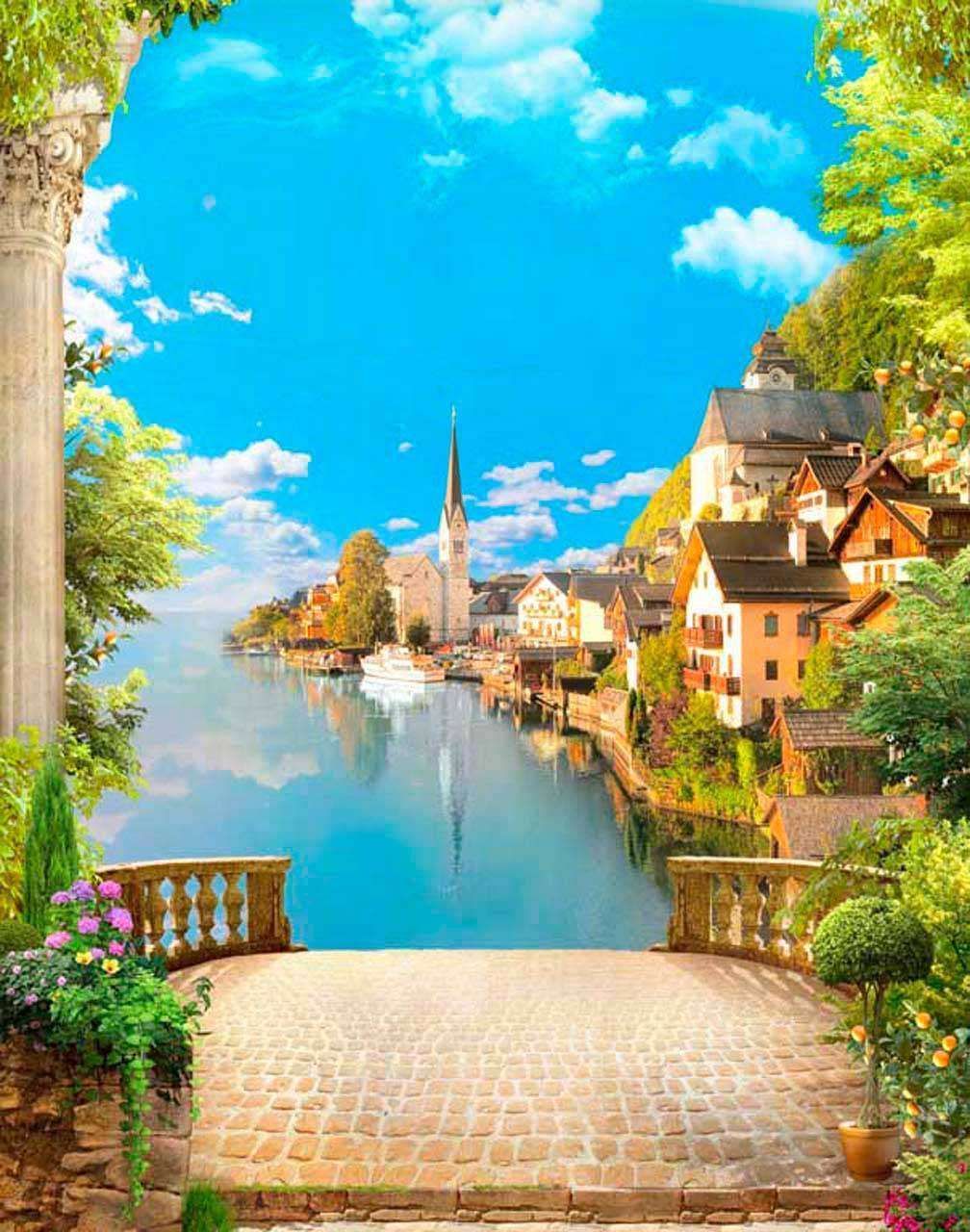 Фотообои в интерьере набережная в солнечный живописный день  11-122 фото