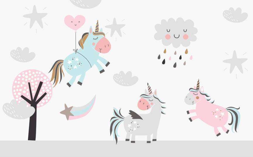 Фотообои в интерьере единорожки и тучка  15-351 фото