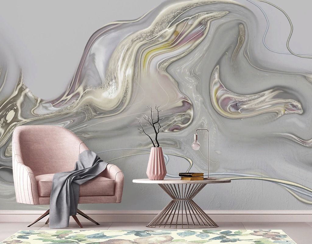 Фотообои Бежевые разводы на сером  13-690