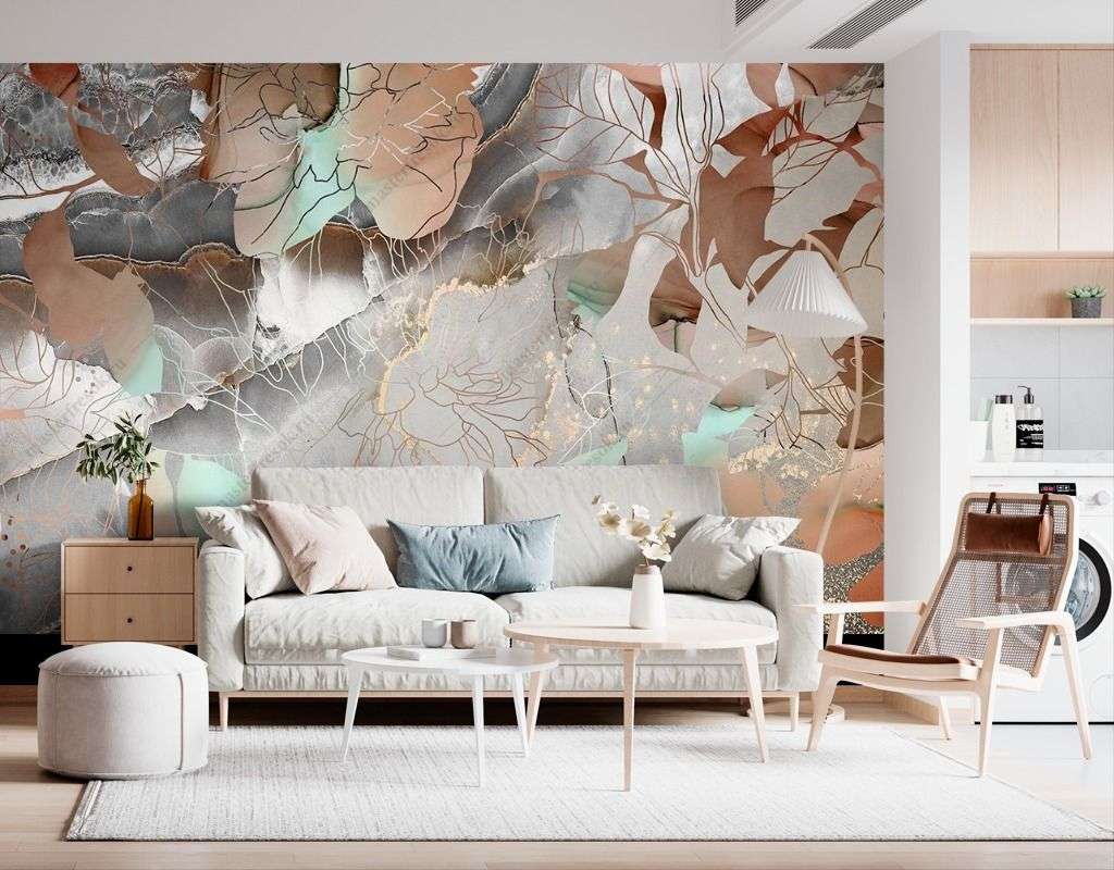 Фотообои в интерьере абстрактные лепестки  9-1618 фото