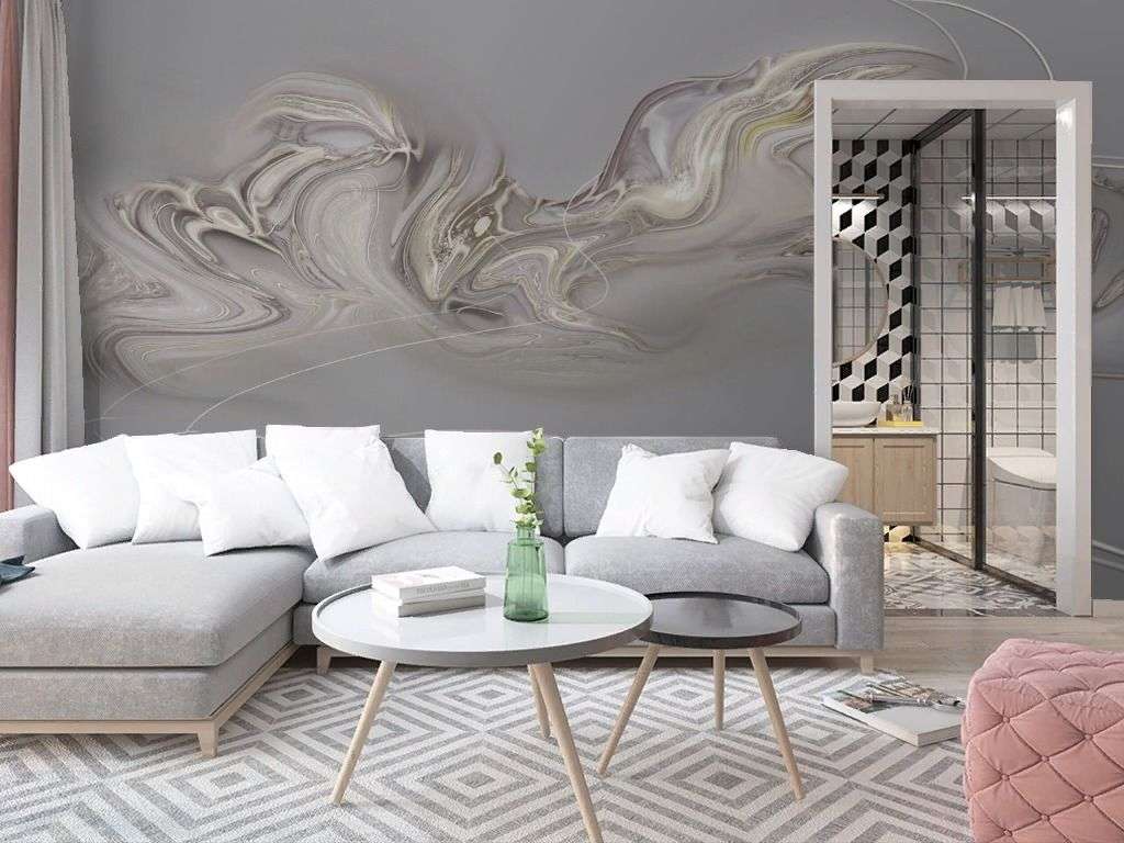 Фотообои в интерьере туман на сером фоне  13-688 фото