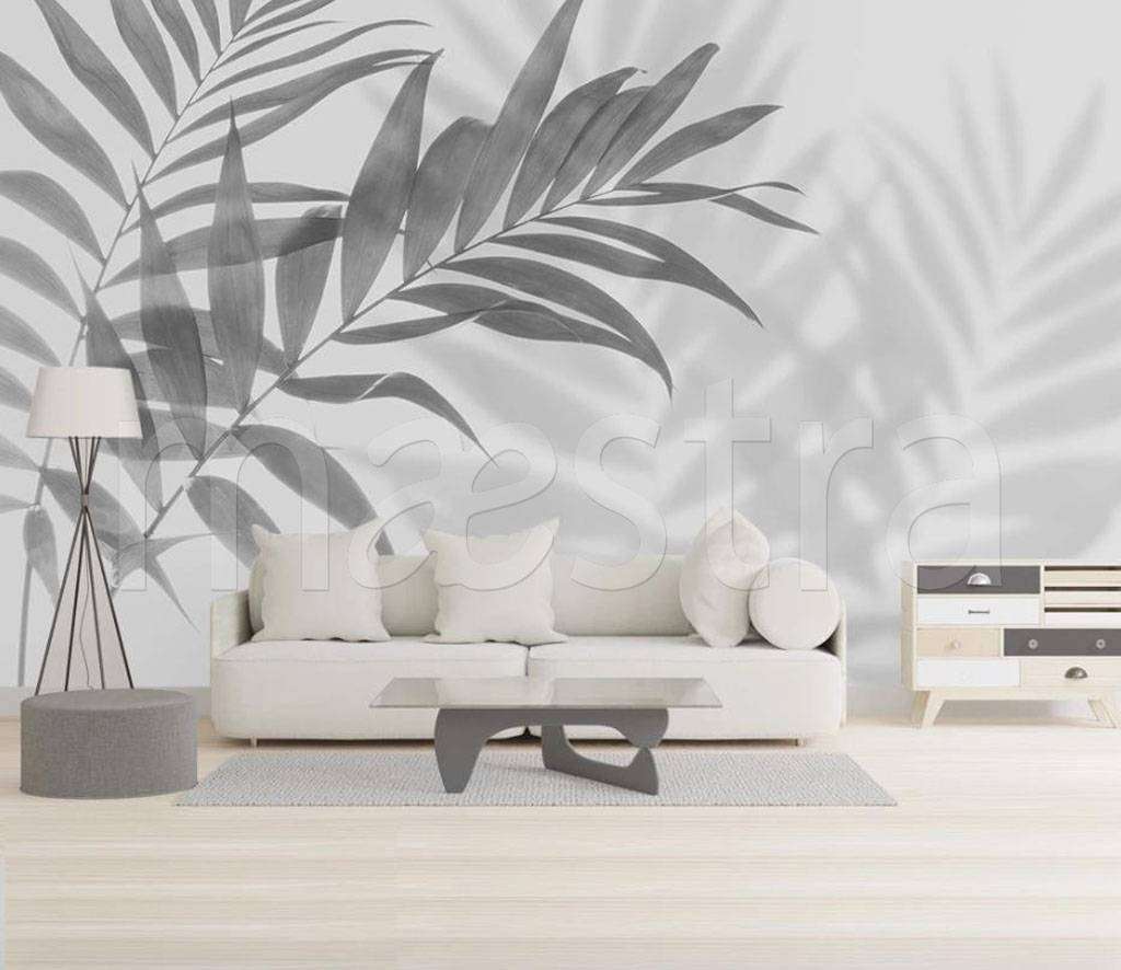 Фотообои в интерьере папоротник серый  15-487 фото