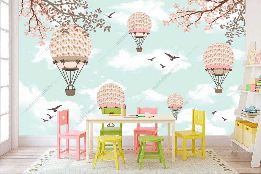 Фотообои Воздушные шары на голубом небе  14-248