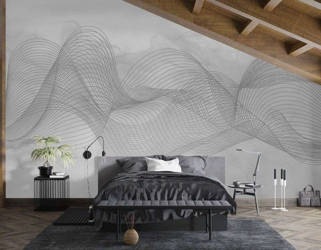 Фотообои в интерьере светлые линии  9-1962 фото