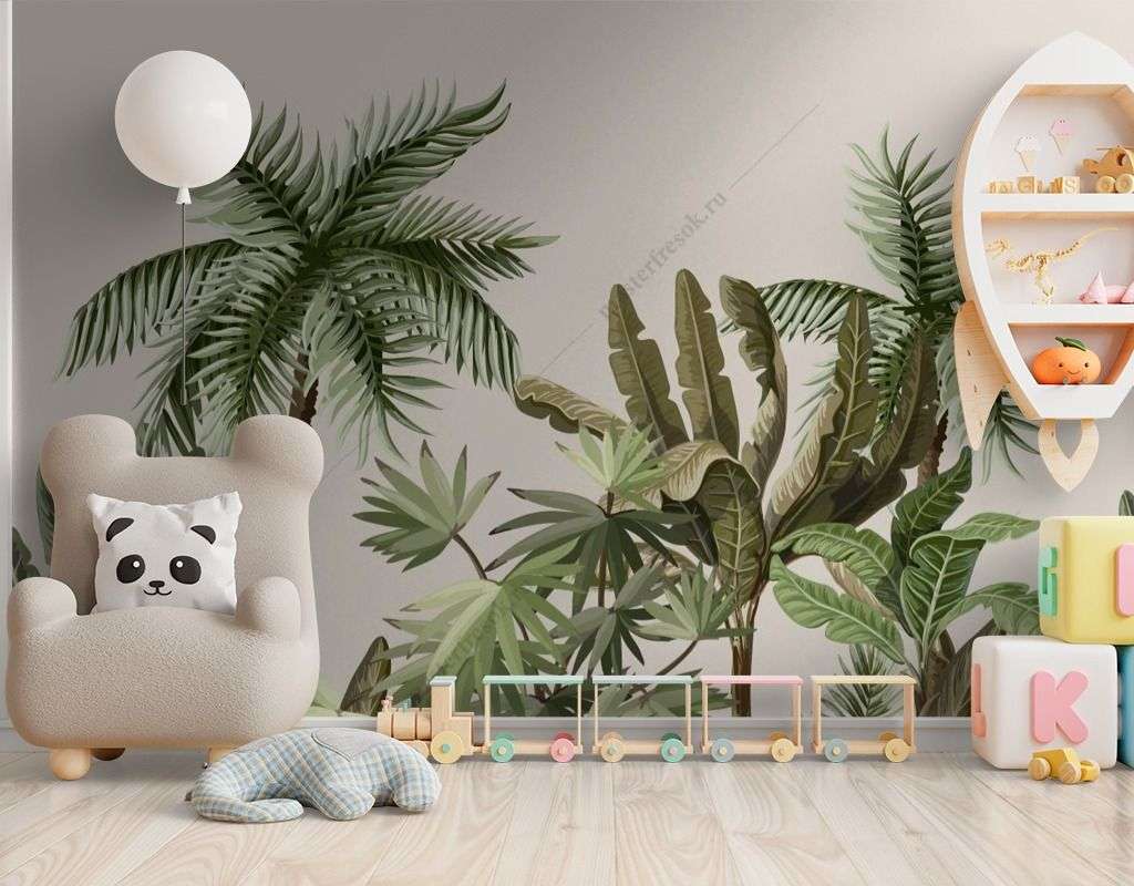 Фотообои в интерьере тропический арт  12-1392 фото