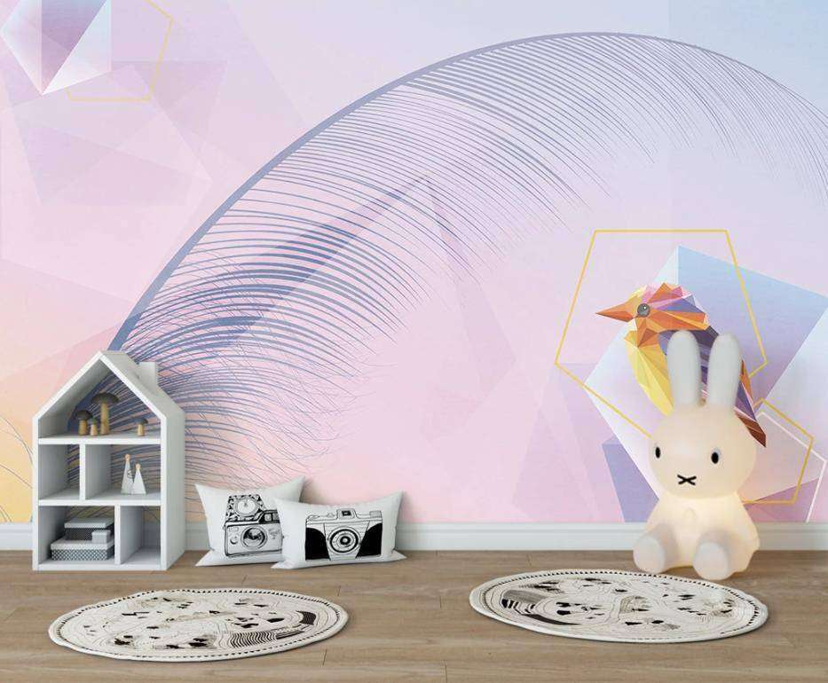 Фотообои в интерьере фиолетовое перо  15-362 фото