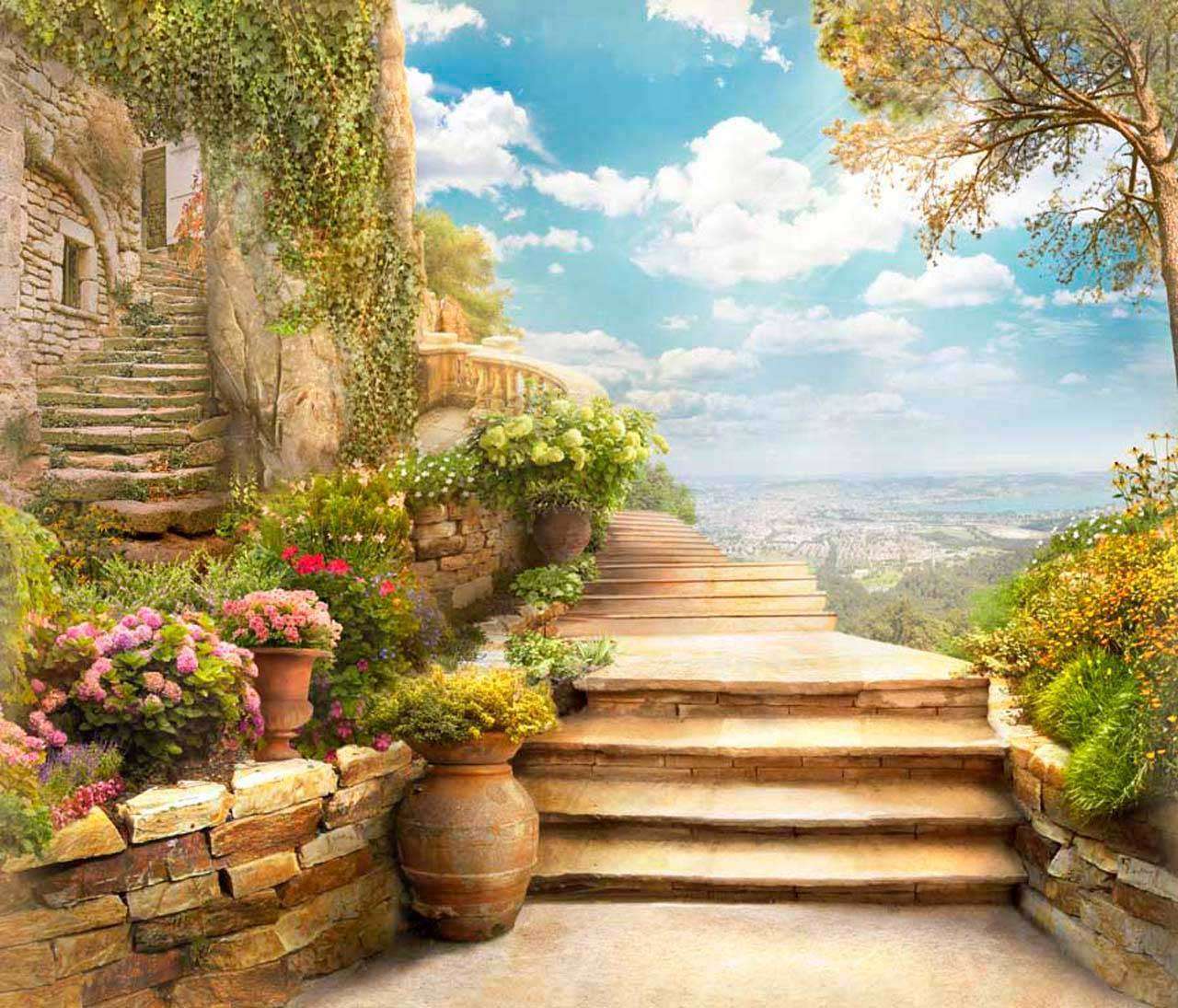 Фотообои в интерьере солнечный день в горах  11-107 фото