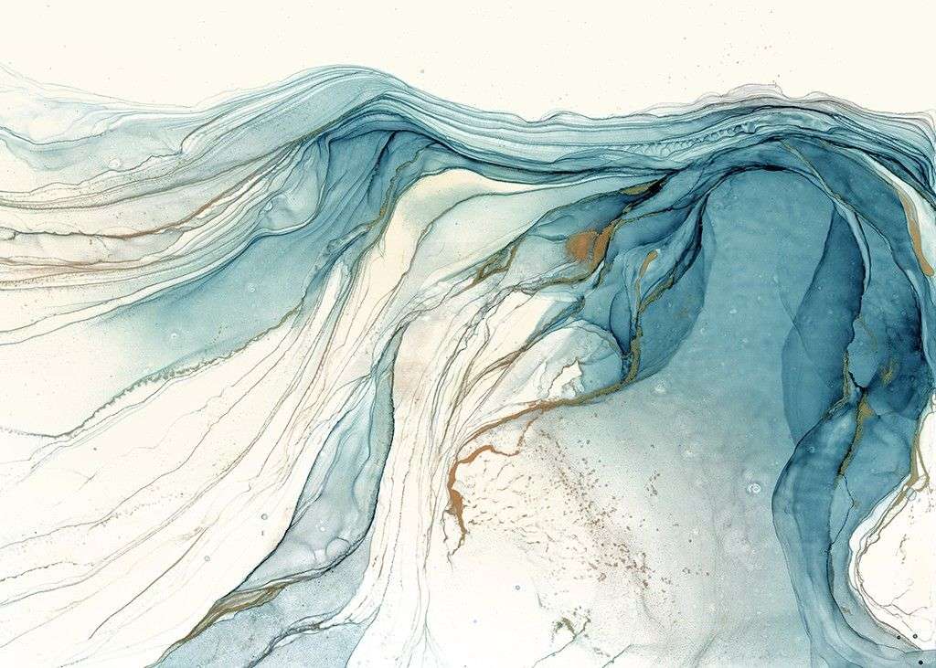 Фотообои в интерьере флюид арт бирюзово-синий   14-710 фото