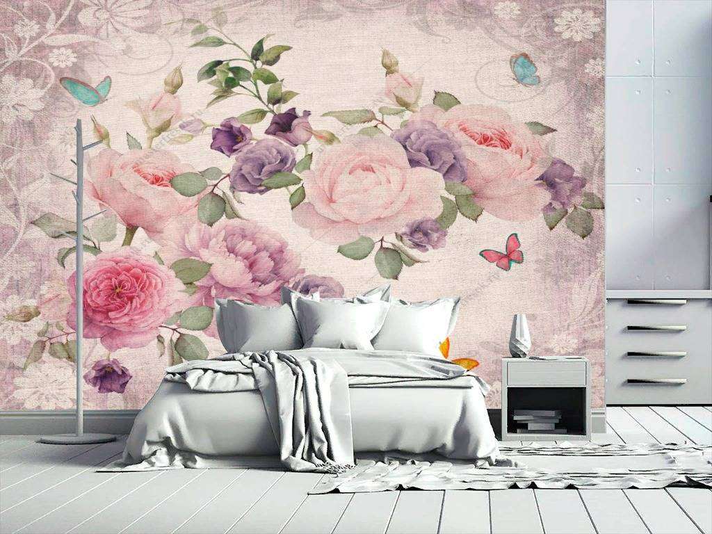 Фотообои в интерьере цветы винтаж  13-218 фото