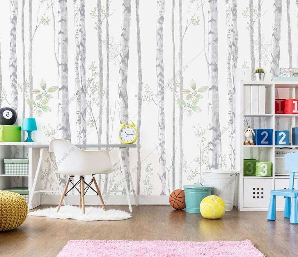 Фотообои в интерьере дымчатый лес  15-987 фото