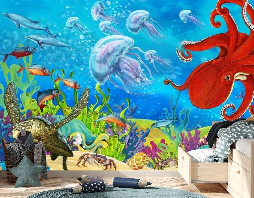 Фотообои в интерьере морские обитатели  17-2478 фото