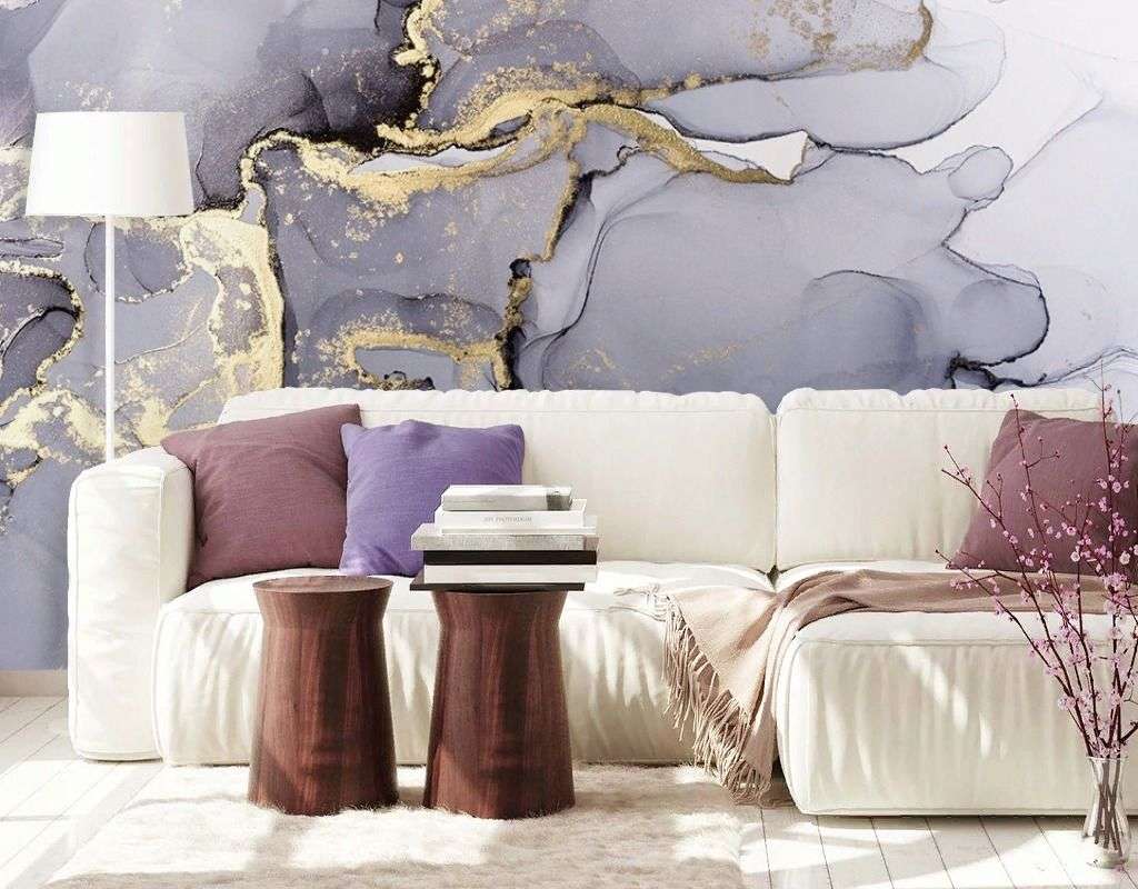 Фотообои в интерьере флюид арт серый  9-2000 фото