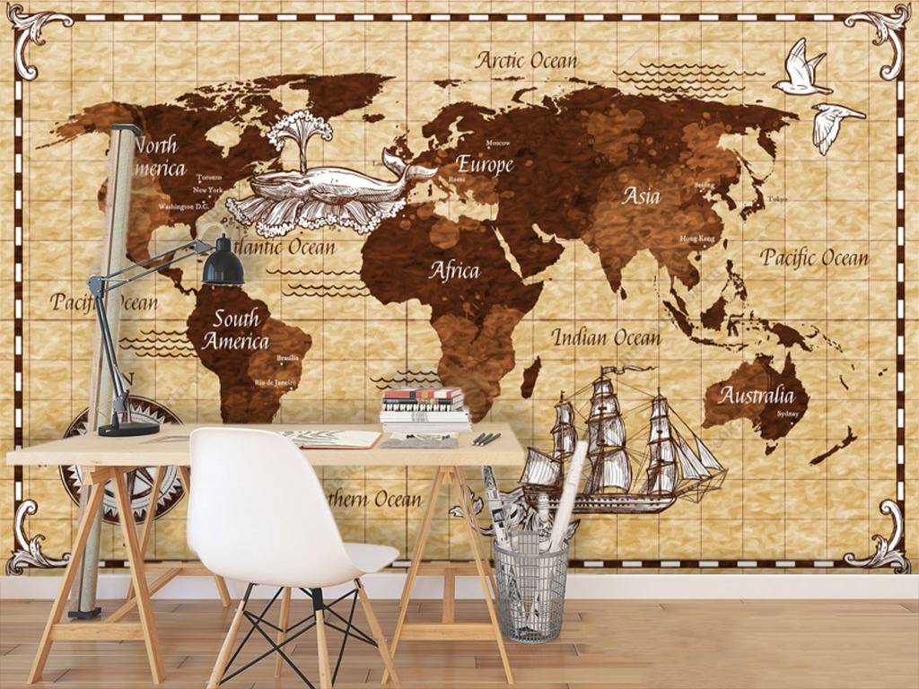 Фотообои Карта мира старинная  12-983