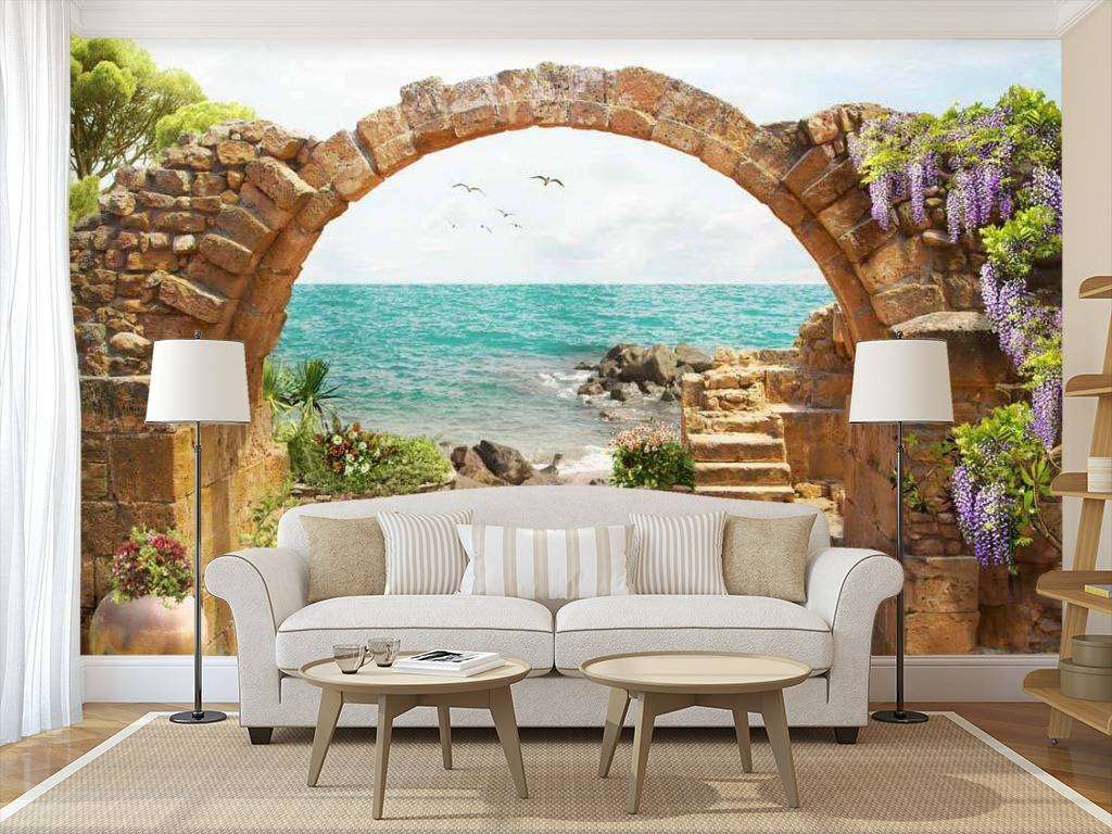 Фотообои в интерьере арка каменная  17-0054 фото