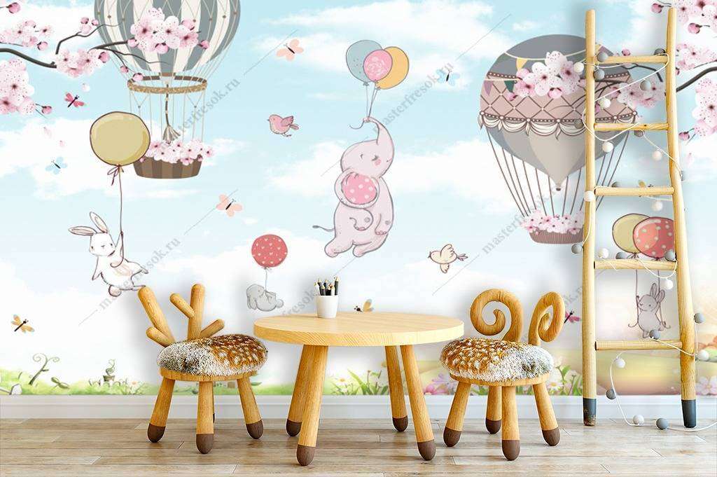 Фотообои в интерьере слоник на шаре  12-956 фото