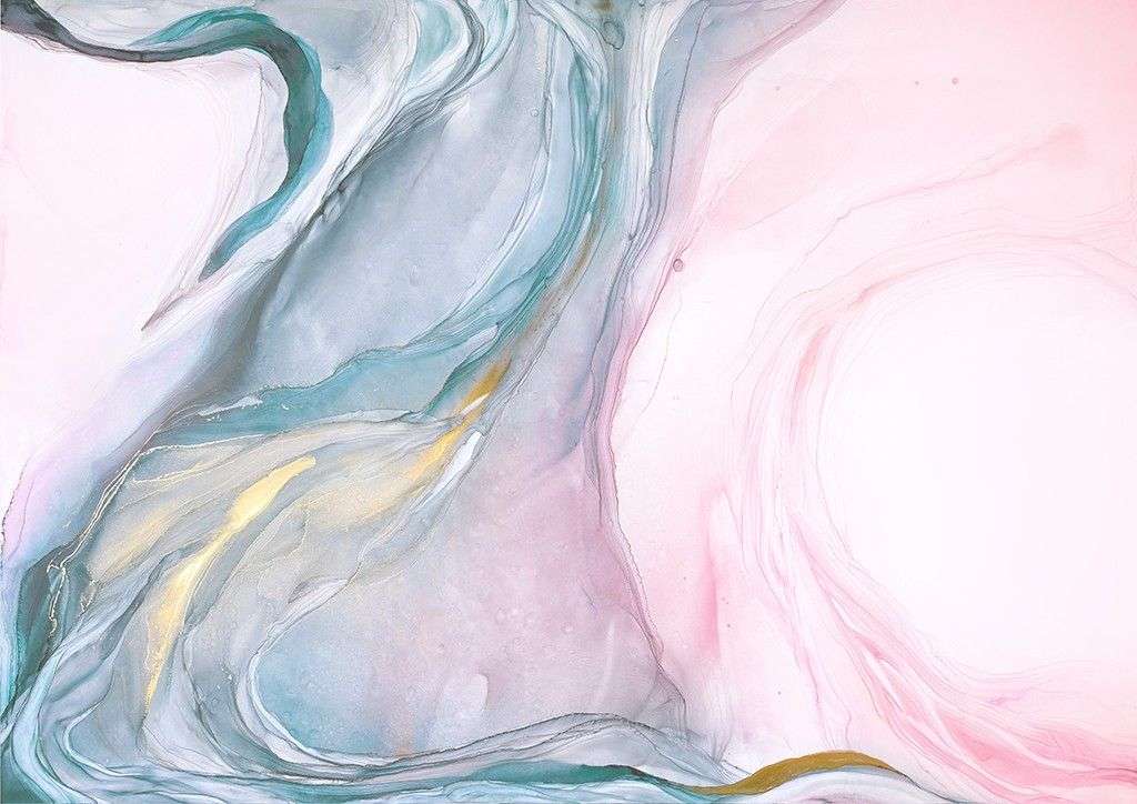 Фотообои в интерьере флюид арт бирюзовый и розовый    9-1876 фото