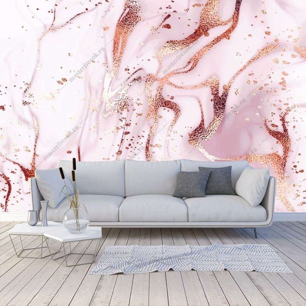Фотообои в интерьере розовое серебро  9-1361 фото
