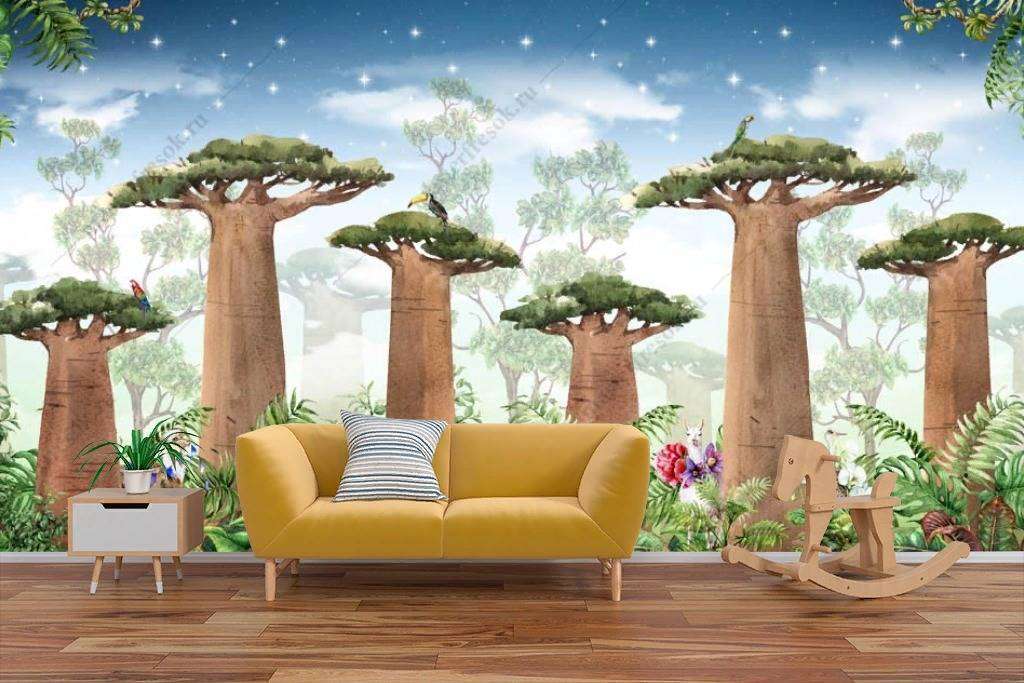Фотообои в интерьере большие секвойи  14-149 фото