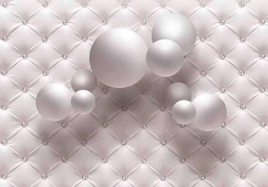 Фотообои в интерьере 3д шары на каретной стяжке  17-7174 фото