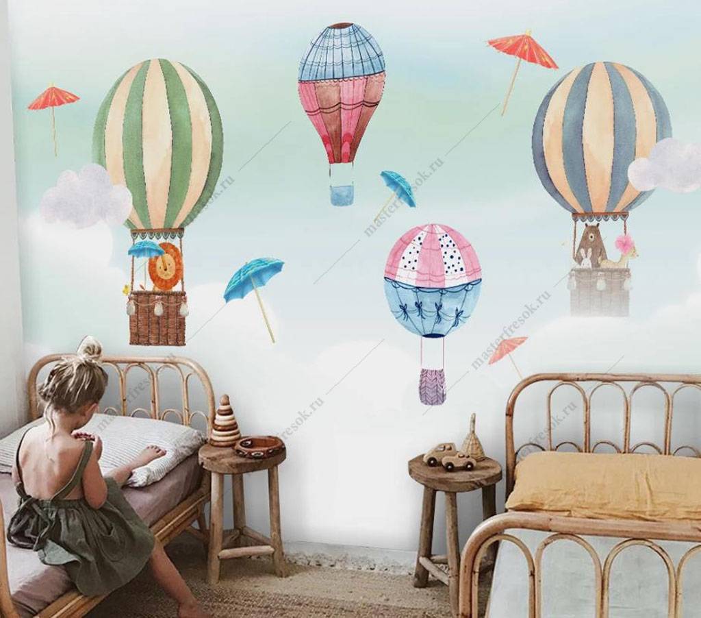 Фотообои Животные на воздушных шарах  16-018