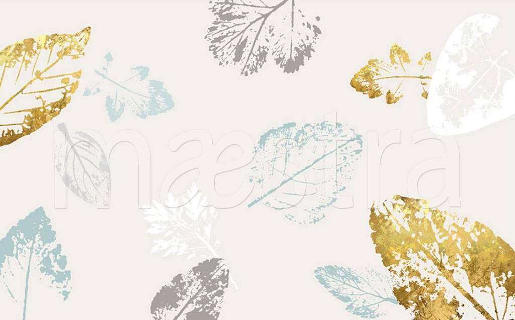 Фотообои в интерьере листья светлые  15-498 фото