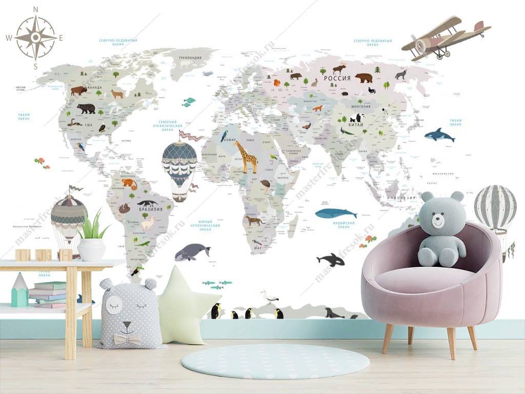 Фотообои Серая карта на белом фоне  14-184