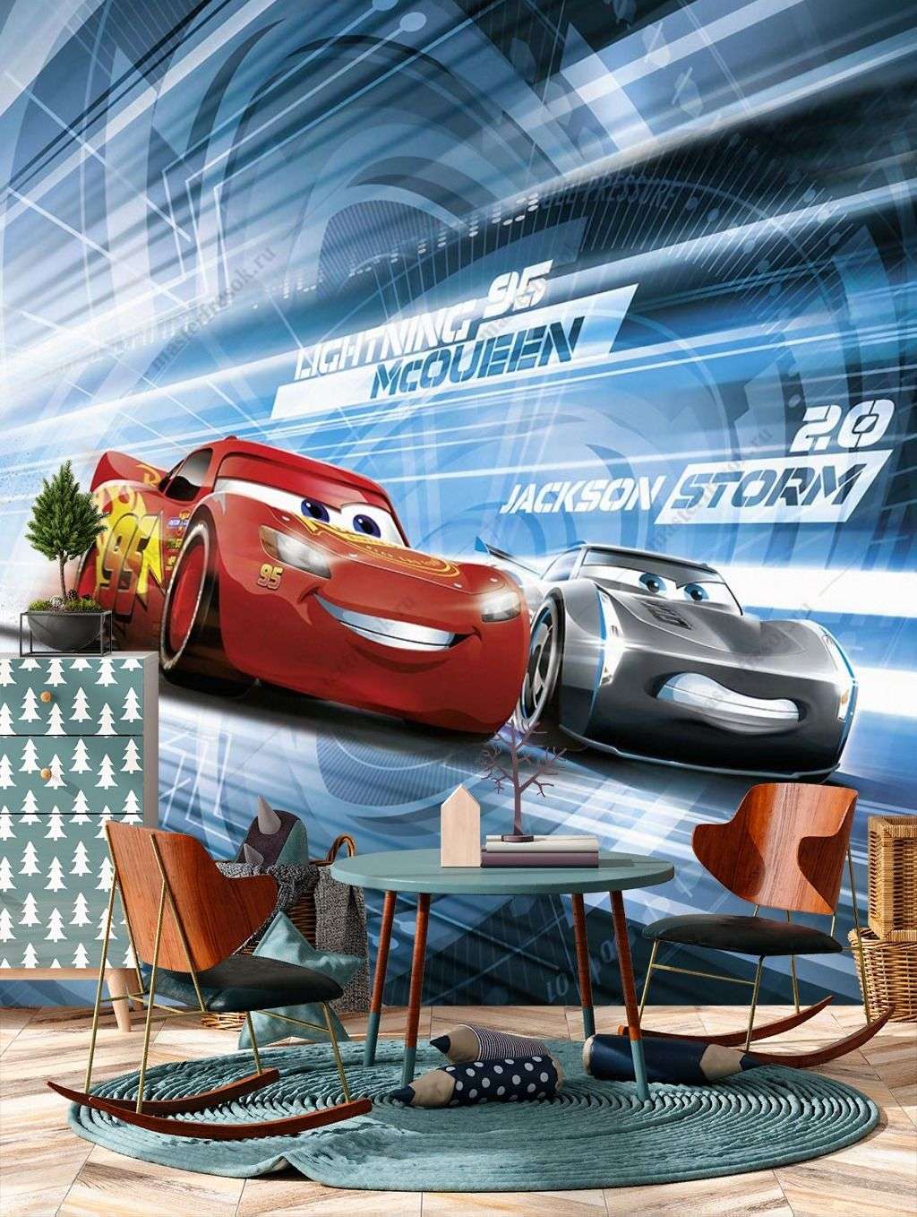 Фотообои в интерьере молния маккуин тачки  12-1325 фото