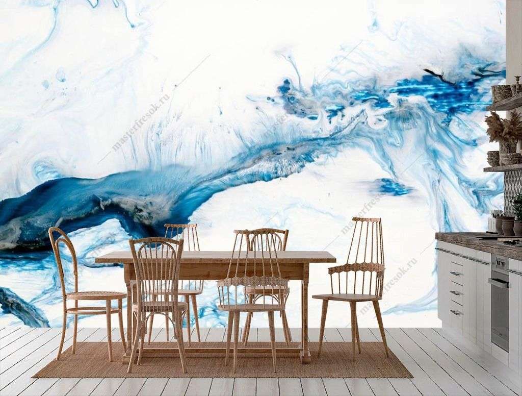 Фотообои в интерьере синий всплеск  9-1286 фото