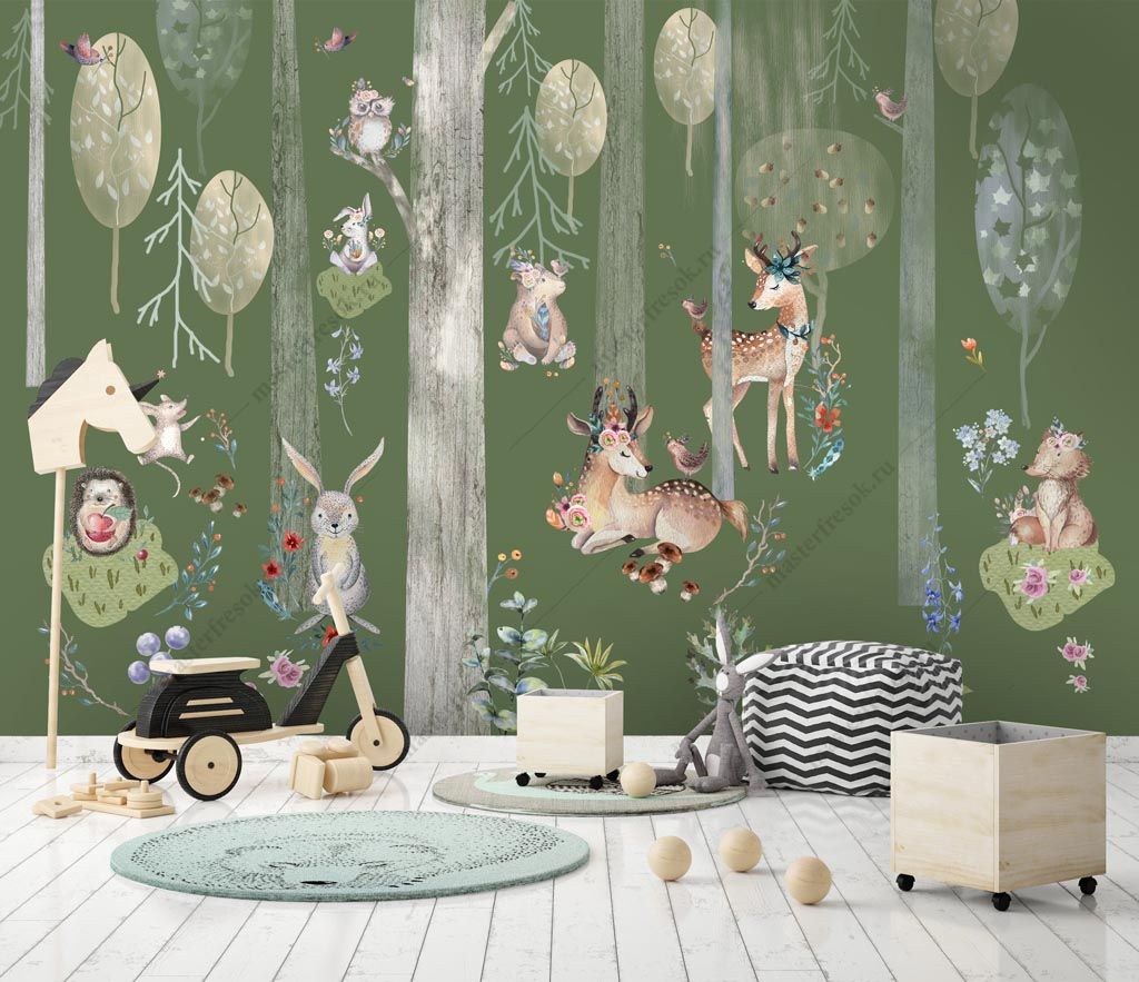 Фотообои Зеленый лес в детскую  12-1295