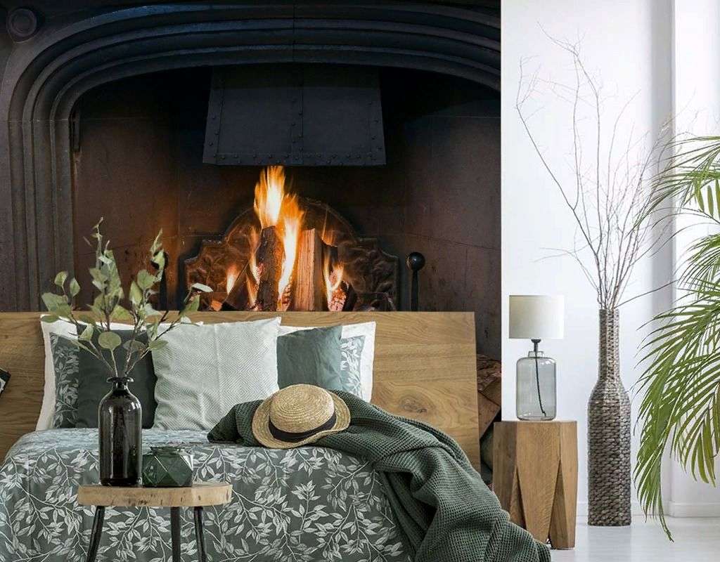 Фотообои в интерьере огонь в камине  9-2009 фото