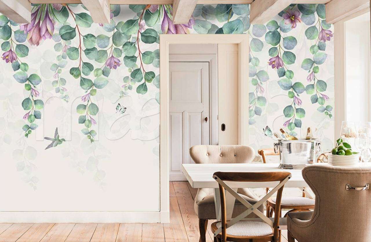 Фотообои Бесшовные обои на стену:  Зеленые листья сверху. Артикул: 15-519  