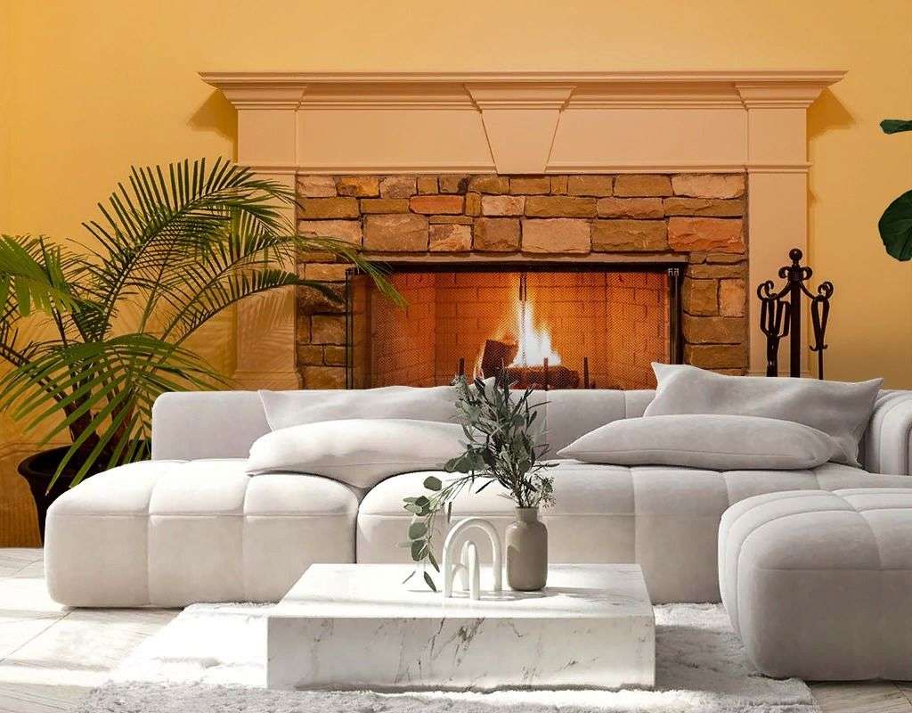 Фотообои в интерьере камин 3д  9-2013 фото