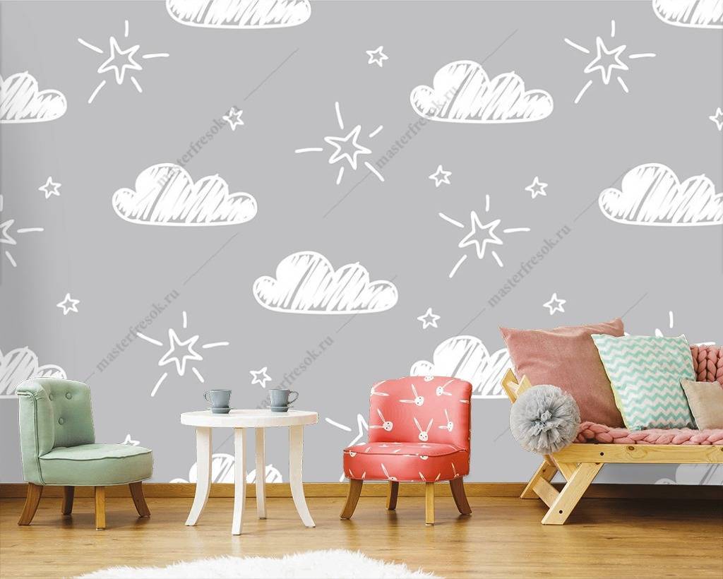 Фотообои Облака белые на сером  12-704