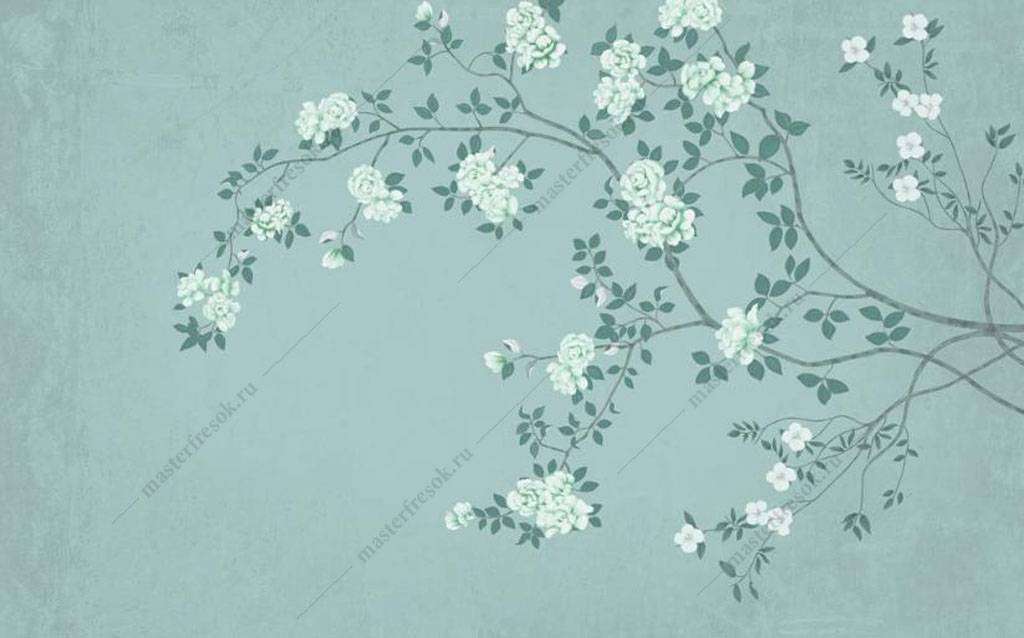 Фотообои в интерьере шинуазри магнолия  15-962 фото