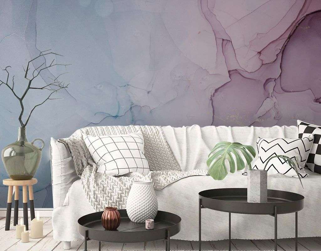 Фотообои в интерьере чернила голубой и розовый  9-2046 фото