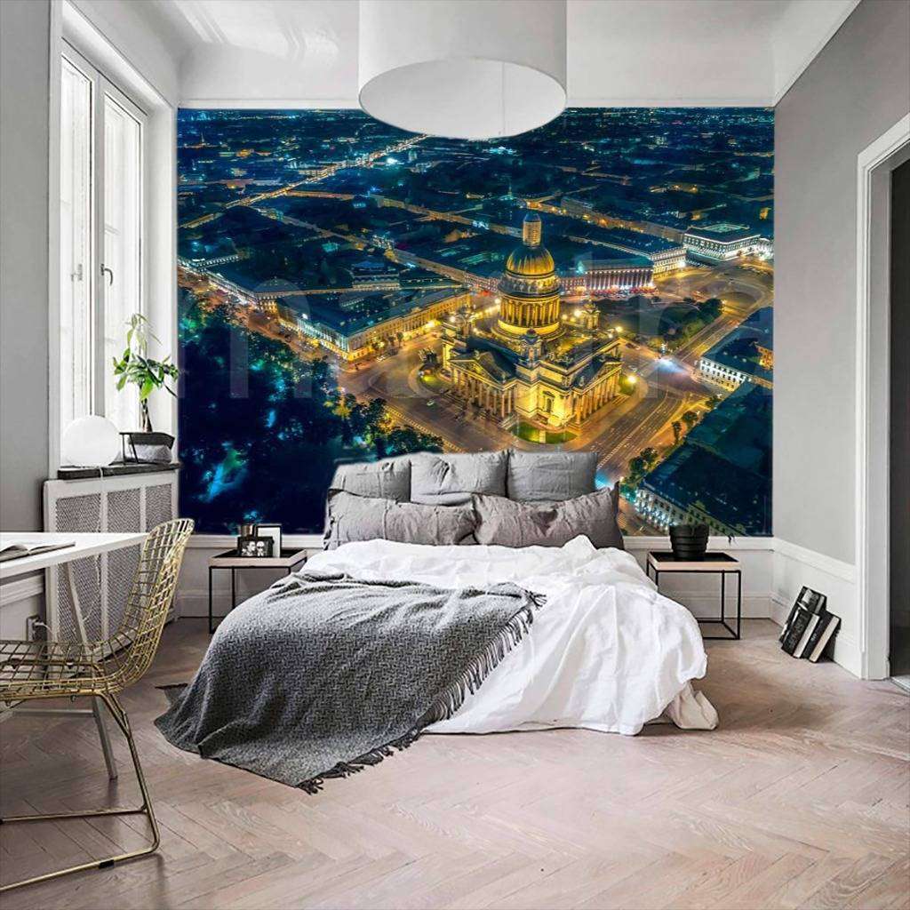 Фотообои в интерьере ночной питер  9-686 фото