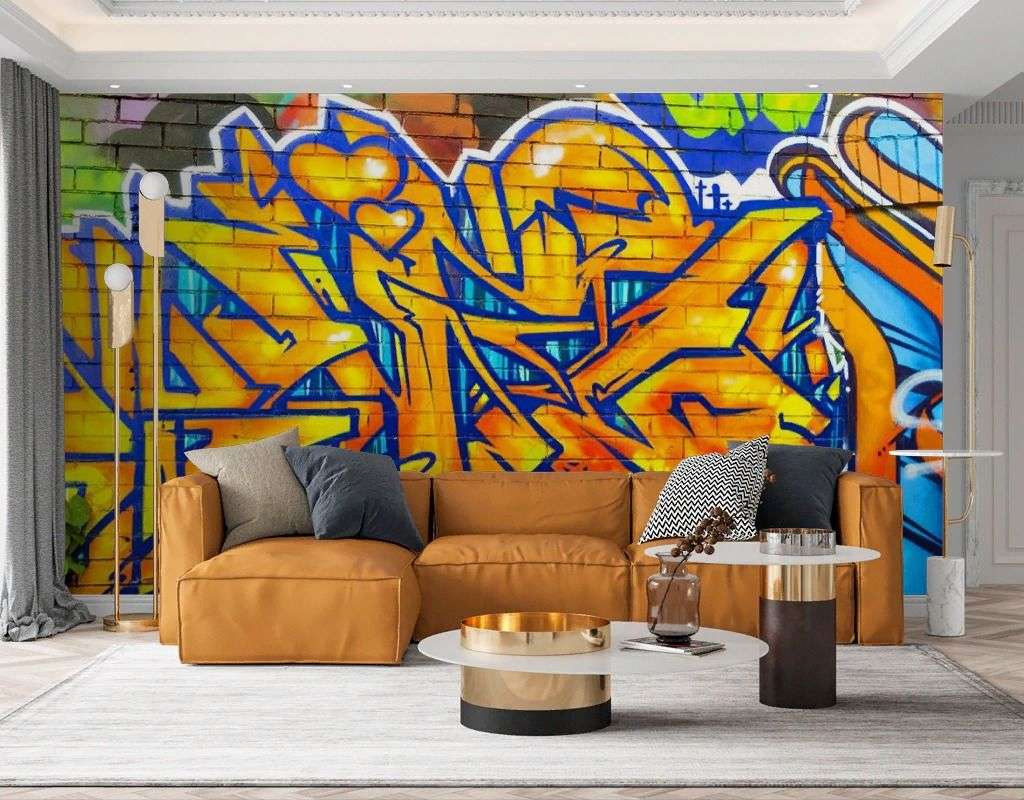 Фотообои в интерьере арт граффити на стене  12-1575 фото