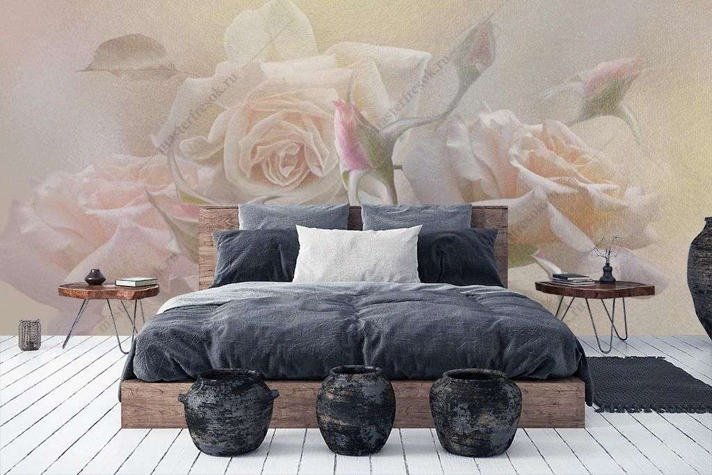 Фотообои в интерьере розы в тумане  13-429 фото