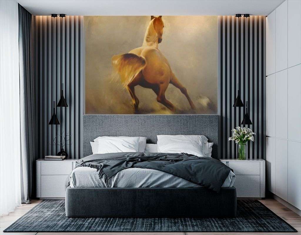 Фотообои в интерьере быстрая лошадь  17-4429 фото