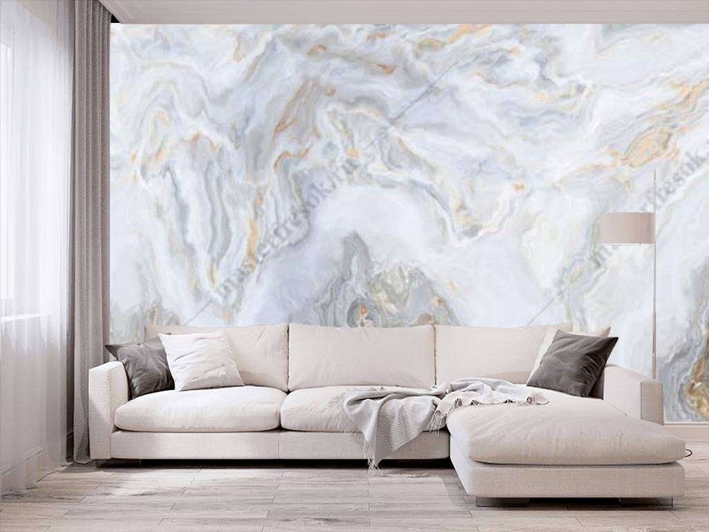 Фотообои в интерьере серый мрамор с золотыми прожилками  9-1082 фото