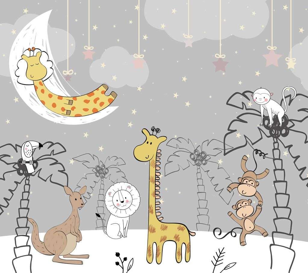 Фотообои в интерьере милые зверята на полянке  12-1312 фото