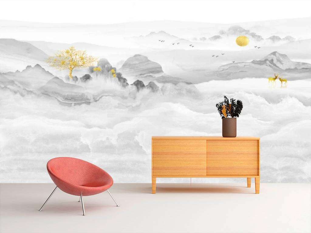 Фотообои в интерьере золотое дерево  15-671 фото