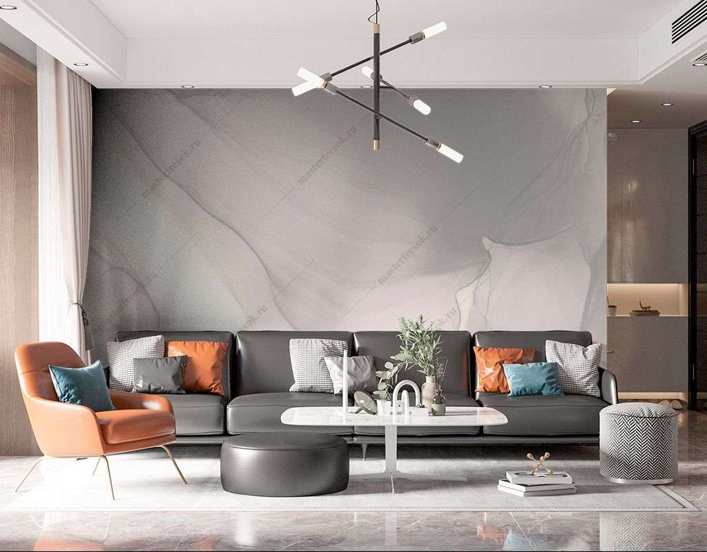 Фотообои в интерьере серый фон с разводами  9-1542 фото