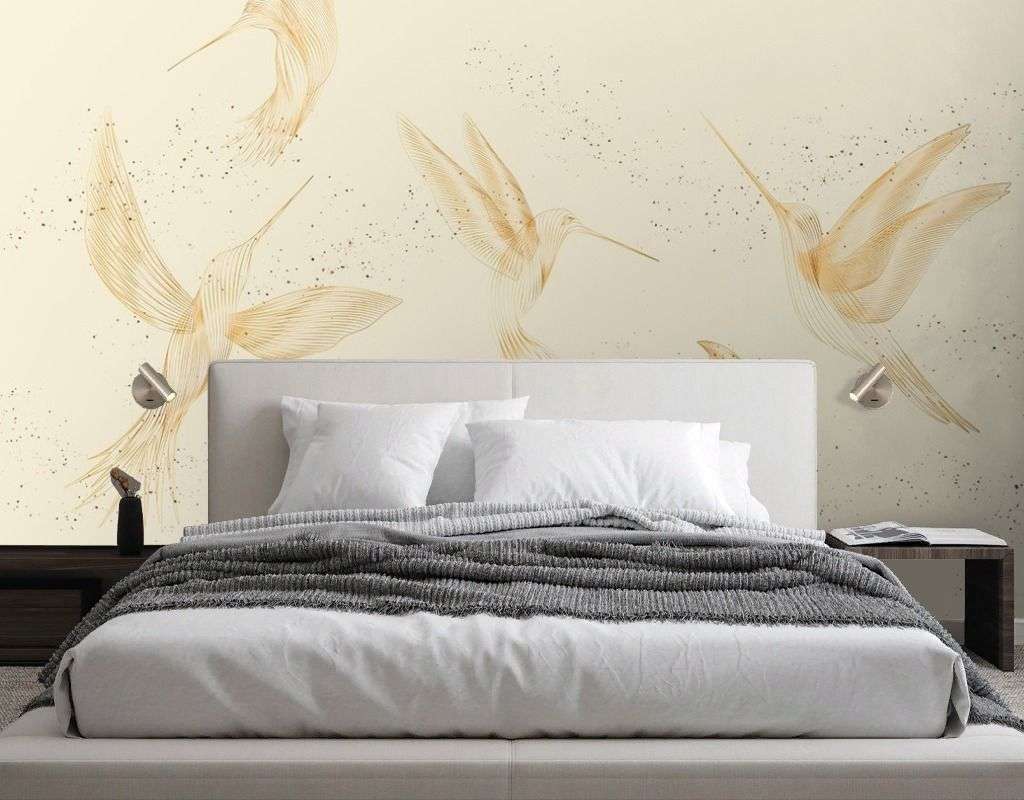 Фотообои в интерьере калибри на бежевом фоне  9-2107 фото