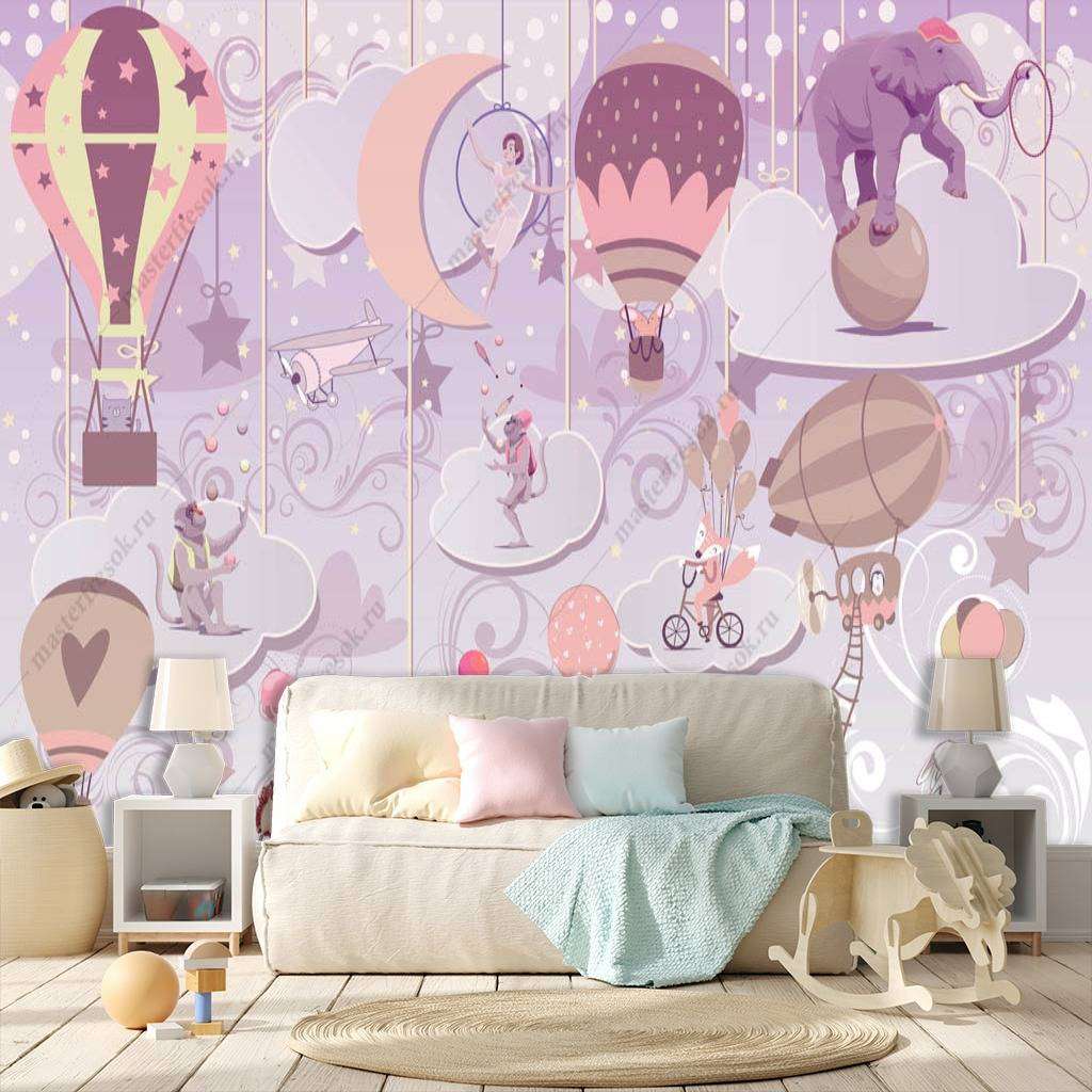 Фотообои в интерьере цирковые зверята  13-168 фото