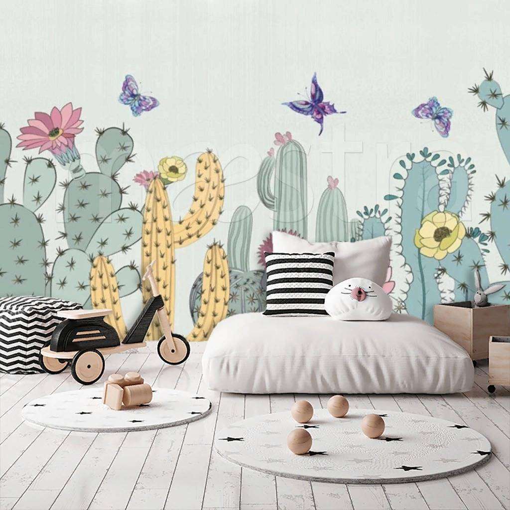 Фотообои в интерьере кактусы рисунок  15-129 фото