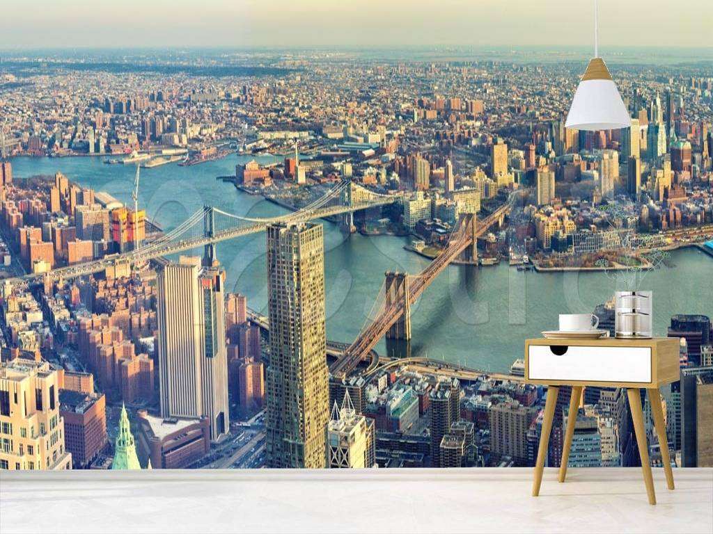 Фотообои в интерьере вид на нью йорк и гудзон  9-846 фото